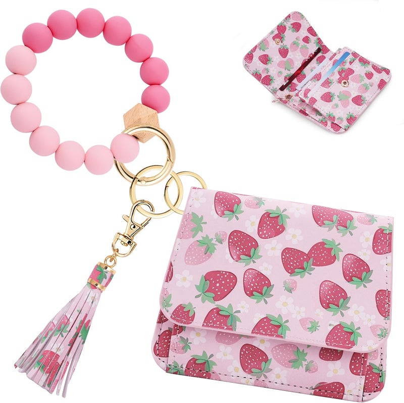 Sunpour Store Keychain Wallet RFID Wristlet Wallets for Women,Small Wallets Woman Key Chain Wallet with Coin Pocket and Id Window - Image 1